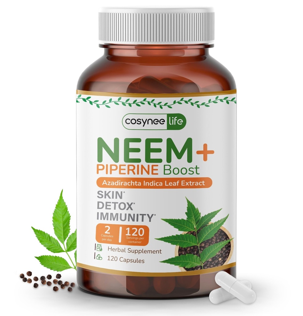 Neem Leaf Extract + Piperine 300mg, 120 Caps
