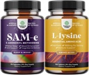 Συμπληρώματα SAM E 150mg - Nootropic Same 150mg ανά υπηρεσία για την υποστήριξη μνήμης & εγκεφάλου και L L Lysine 1000mg Free Form - L-Lysine Supplement for Eye Health Lip Care Collagen Synthesis