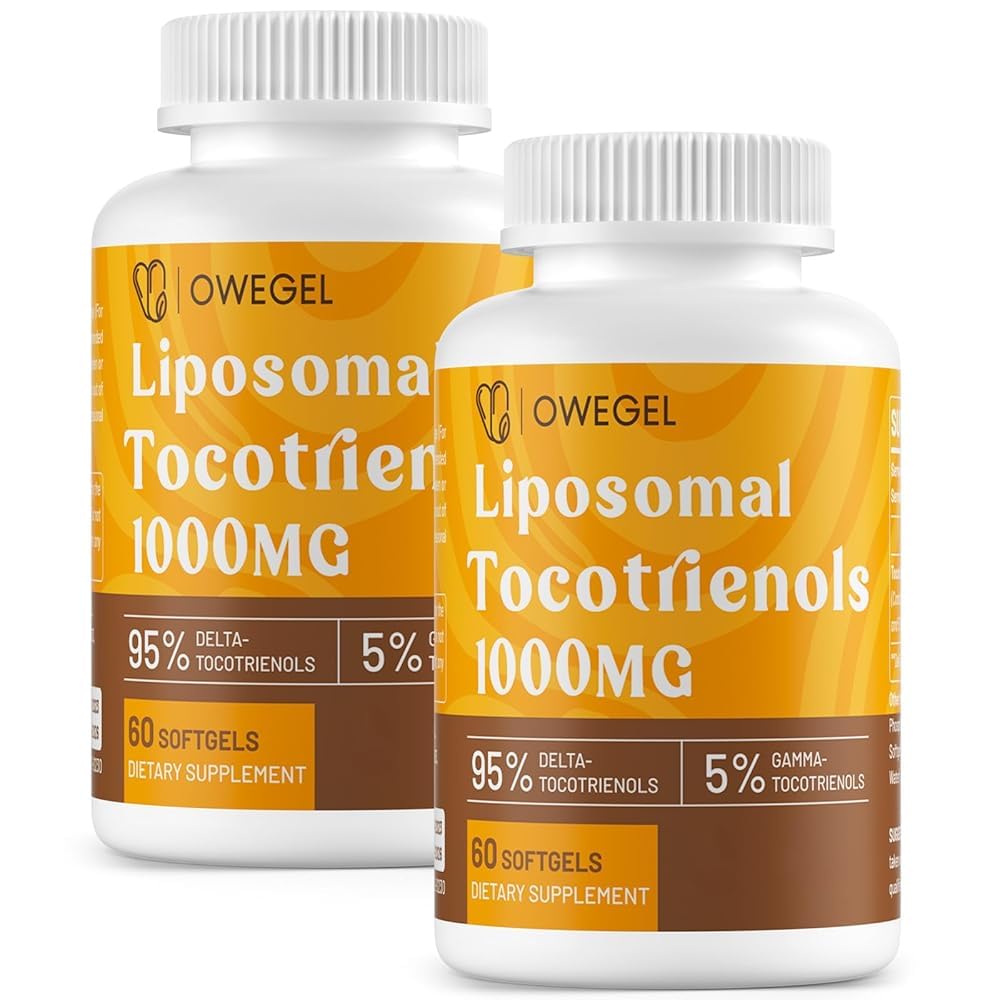 owegel Liposomal Tocotrienols 1000 mg, Vitamin E Supplement, 120 Softgels | 1000 mg tocotrienols, 95% delta, 5% gamma, liposomal delivery, one daily softgel, 60 softgels, non-gmo, gluten-free