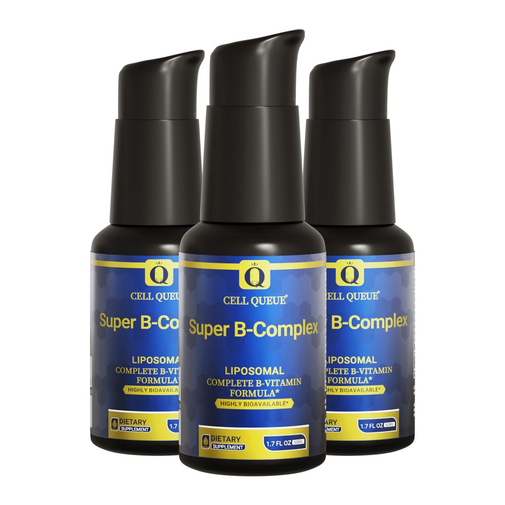 Super B-Complex Liquid Vitamins, Liposomal Methyl Vitamin B, Milk Thistle, Folate, B1 Thiamin, B2 Riboflavin, B3, B5, B6, Biotin, B12 - Detox, Immune, Liver, Energy Support, 1.7 Fl Oz (3)