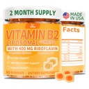 60-Day Liposomal Vitamin B2 Gummies - Riboflavin 400mg with Magnesium Glycinate & CoQ10 for Kids & Adults - B2 Vitamins for Migraine Relief - Sugar-Free