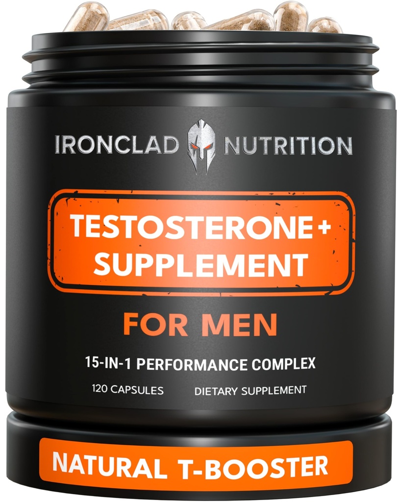 Advanced Testosterone Supplement for Men - 15-in-1 Natural Complex for Vitality, Energy & Strength with Tongkat Ali, Ashwagandha, Shilajit, Fadogia Agrestis - 2 Month Supply