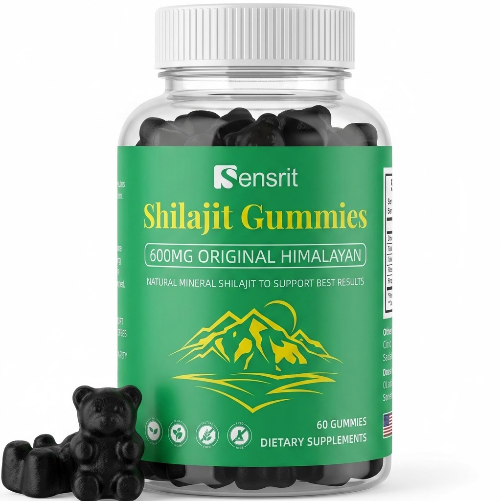 600mg Himalayan Shilajit Gummies for Men & Women - Natural Organic Shilajit with Fulvic Acid & Trace Minerals for Energy, Stamina & Focus - Raspberry Flavor, 60 Gummies, 30 Servings