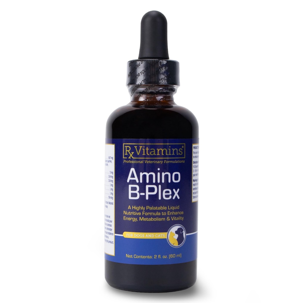 Amino B-Plex Liquid Pet Supplement with Vitamin B Complex & Iron, Metabolism Support for Dogs & Cats, Appetite Booster & Weight Gainer, 2 fl oz (60 mL)