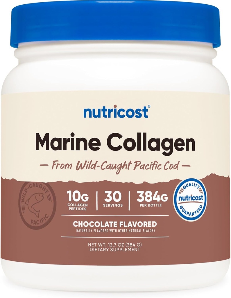 Nutricost Marine Collagen (Chocolate Flavor) 30 Υπηρεσίες - συμπλήρωμα κολλαγόνου από Wild Caught Pacific Cod Fish