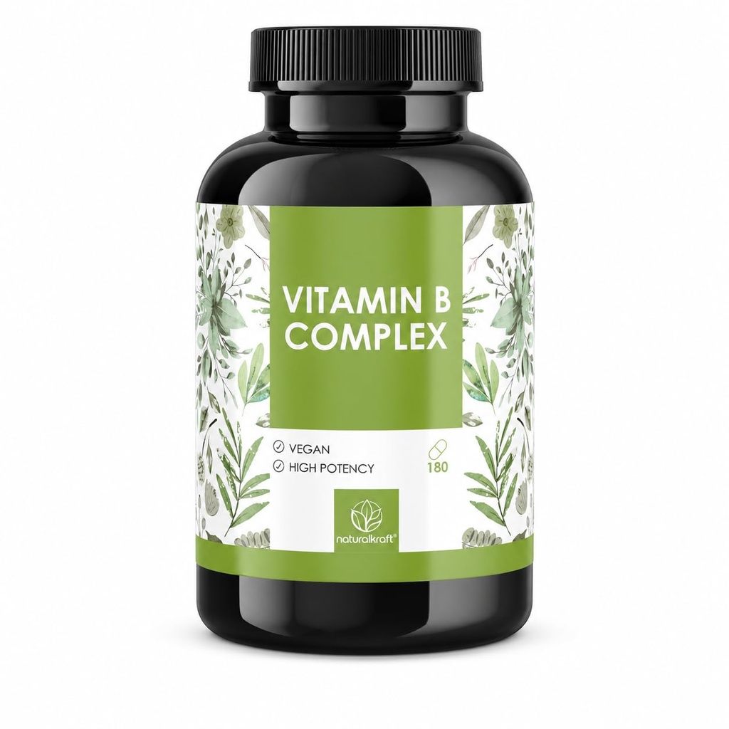 Vitamin B Complex - 500 µg B12 & 400 µg Folic Acid - 8 B Vitamins (B1, B2, B3, B5, B6, B7, B9, B12) for Energy, Nervous System & Metabolism - Vegan & Laboratory-Tested - German Brand
