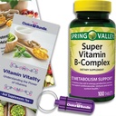Spring Valley Super Vitamin B-Complex Tablets Metabolism Support 100 Ct Plus Vitamin Vitality & Pill Container (3 Items)!