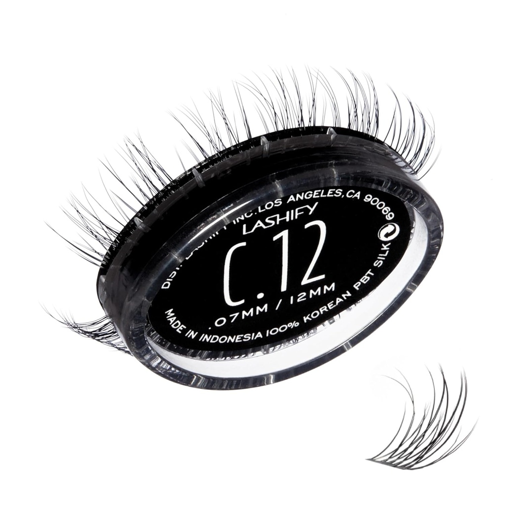 Lashify Curl 12mm Gossamer DIY Extensions Eyelash Refill, Μαύρο, Easy False Βλεφαρίδες για μια φυσική εμφάνιση