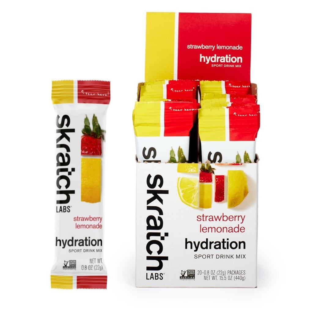 Skratch Labs Hydration Packets Hydration Drink Mix, Φράουλα Λεμονάδα (20ct) - Ηλεκτρολύτης Σκόνη Αναπτύχθηκε για Αθλητές και Αθλητικές Επιδόσεις, Γλουτένη Χωρίς, Vegan, Kosher