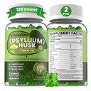 Psyllium Husk + Fiber Gummies for Women Adults, Organic Psyllium Husk Fiber Supplement with Inulin Prebiotic Fiber, Multivitamins for Digestive Health & Regularity Support, Sugar Free, 120 Gummies