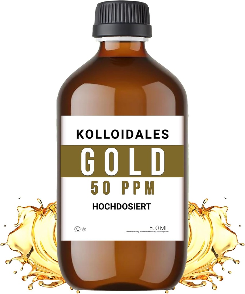 Κολλοειδές χρυσό διάλυμα, 50 PPM, 500ml, Υψηλή καθαρότητα 99,99%
