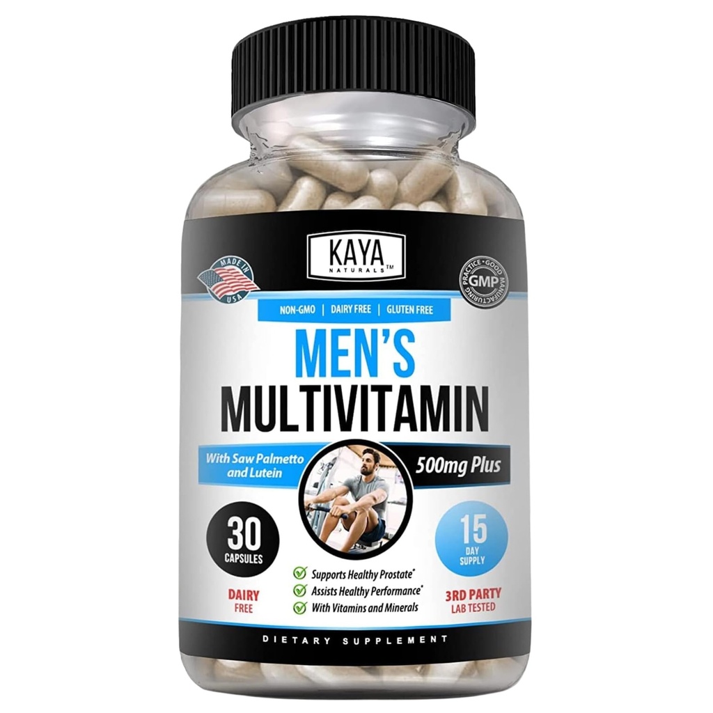 Kaya Naturals Πολυβιταμίνη για άνδρες - Ανδρική Prostate Multivitamin - Multi Mineral Daily Supplement - Χάπια για άνδρες - Υποστηρίζει υγιή Prostate - Βιταμίνες para Hombres - 30 κάψουλες Veggie