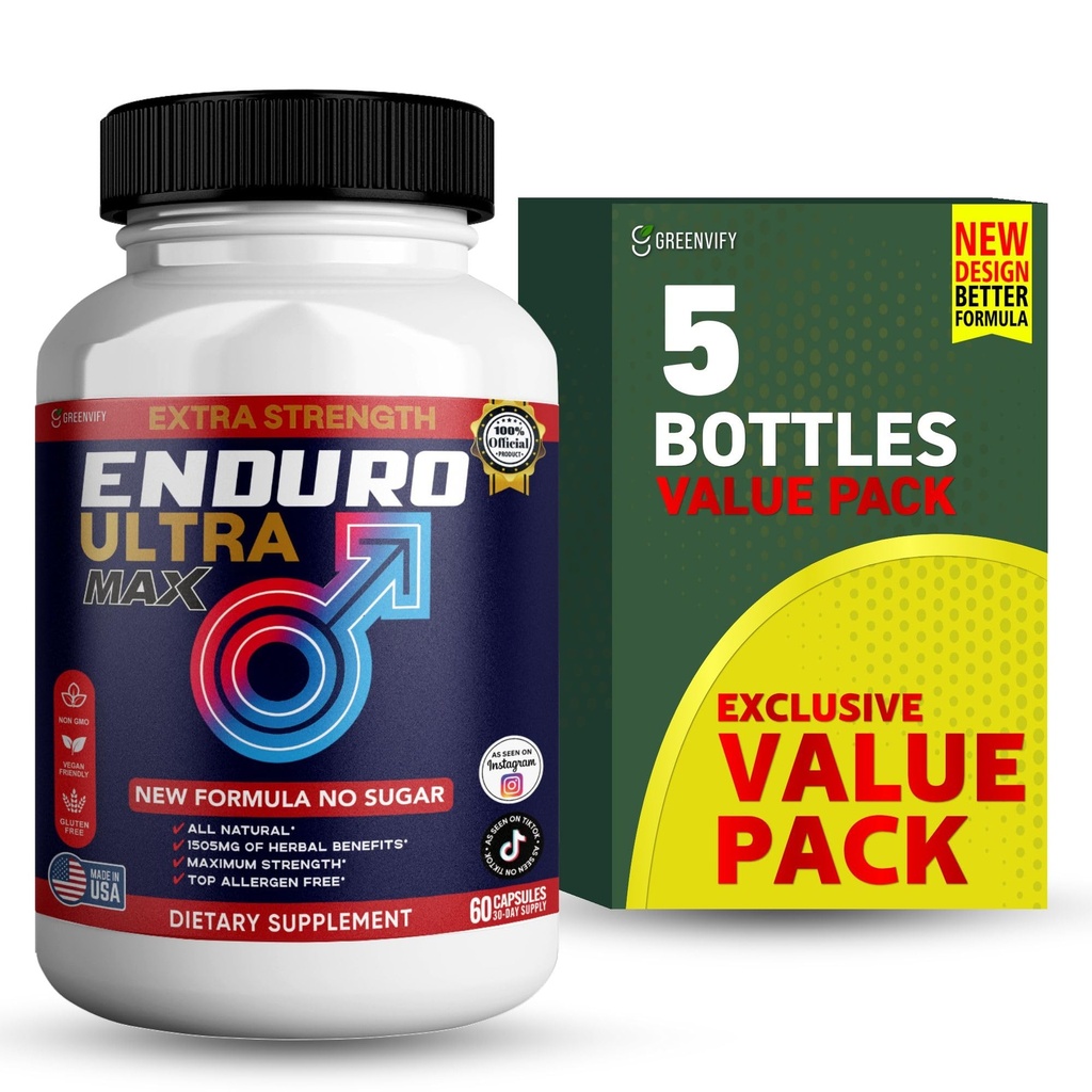Enduro Ultra Max Extra Strength, Dietary Supplement, Organic Maca Root Blend, 60 Capsules, 30-Day Supply (5)