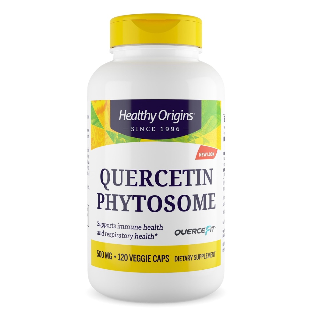 Healthy Origins Quercetin Phytosome 500 mg - συμπληρώματα κουερσετίνης για την υποστήριξη του ανοσοποιητικού και αναπνευστική υποστήριξη - Vegan, μη Γλουτένη & συμπλήρωμα κουερσετίνης - 120 κάψουλες Veggie