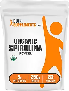 BulkSupplements.com Βιολογική σκόνη Spirulina - Superfood, Πράσινη σκόνη Spirulina, συμπλήρωμα βοτάνων - Vegan-Friendly, 3g ανά υπηρεσία, 250g (8,8 oz) (πακέτο του 1)