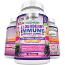 FRESH HEALTHCARE Capses Elderberry - Υψηλής ισχύος Black Elderberry με ψευδάργυρο & βιταμίνη C - Premium 3-in-1 Ανοσοποιητικές Βιταμίνες Υποστήριξης για Ενήλικες