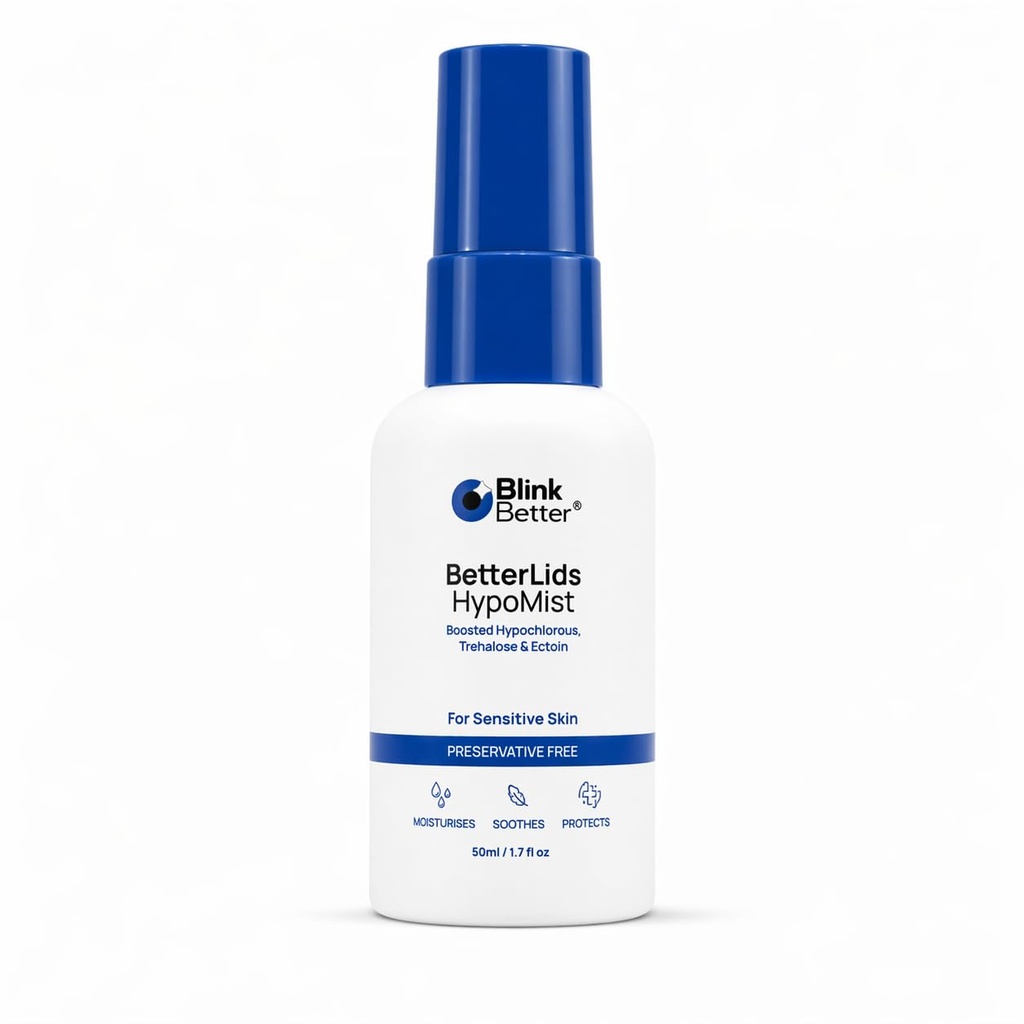 BlinkBetter BetterLids Boosted Hypochlorous Acid Eyelid Spray – Gentle Non-Sting Eyelid Cleanser Mist with Ectoin & Trehalose for Blepharitis, Dry and Itchy Lids – Daily Lid Hygiene Eye Spray, 50 ml