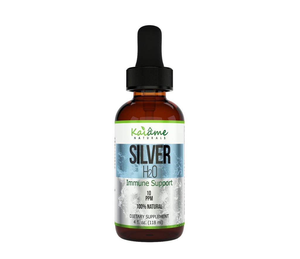 Kaiame Naturals κολλοειδές ασήμι, ιωνικό ασημένιο διάλυμα, 10 PPM, μεγάλο 4 oz σταγονόμετρο σε γυάλινη φιάλη, φυσικό ανοσοποιητικό συμπλήρωμα υποστήριξης, ασφαλές για ενήλικες, παιδιά και κατοικίδια