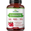 Zazzee D-Mannose, 1000 mg per Serving, 240 Vegan Capsules, 4 Month Supply, Potent & Fast-Acting, Certified Kosher, 100% Pure, All-Natural Urinary Tract Health Support, 100% Vegetarian, Non-GMO