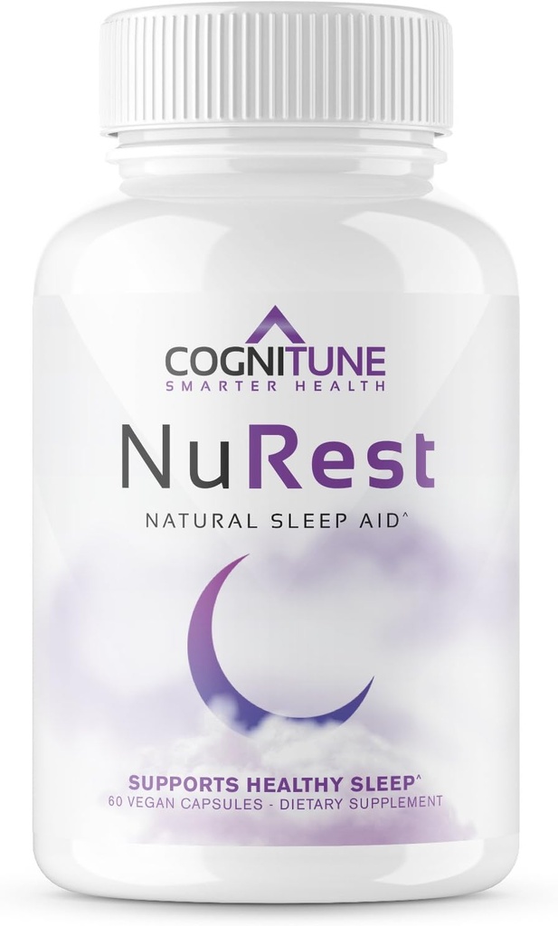 Cognitune Natural Sleep Aid for Adults - συμπλήρωμα βοτανικής βοήθειας ύπνου - Μη-Νυσταγμένη Φόρμουλα με μελατονίνη, ρίζα βαλεριάνας, βάλσαμο λεμονιού, χαμομήλι, GABA & More