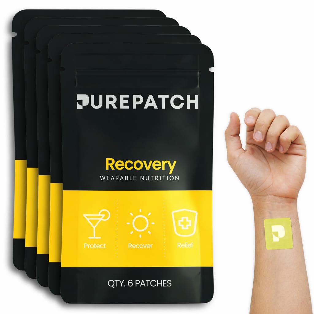Recovery Patch – Plant-Based Vegan Topical Patch – DHM – NAC – Glutathione – B-Complex – Non-Ingestible – Water-Resistant – Gentle on Skin – Gluten Free – Made in USA – 30 Patches