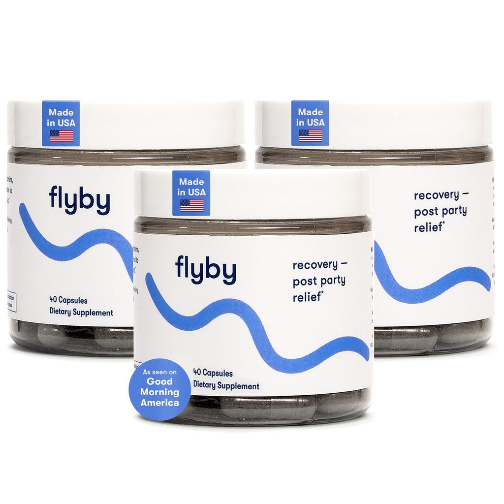 Flyby Recovery Supplement - All The Hang, Without The Over!™ - with Milk Thistle, Vitamin C, Activated Charcoal, and Apple Cider Vinegar - Pre & Post Drinking Formula (120 Count)