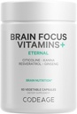 Codeage Brain Focus Vitamins+ Nootropic Supplement with Citicoline as Cognizin, Panax Ginseng, Resveratrol, Gotu Kola, Vitamin B12 Methylcobalamin - Λιποσωμική Παράδοση - Μη ΓΤΟ - 60 Κάψουλες