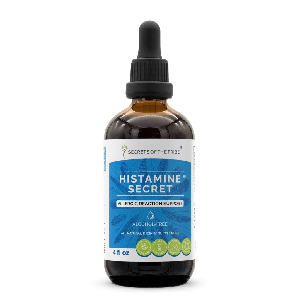 Secrets of the Tribe Histamine Secret Alcohol-Free Extract, High-Potency Herbal Drops, Tincture Made from Galangal, Licorice, Stinging Nettle, Watercress, Moringa, Stinging Nettle, Thyme 4 oz