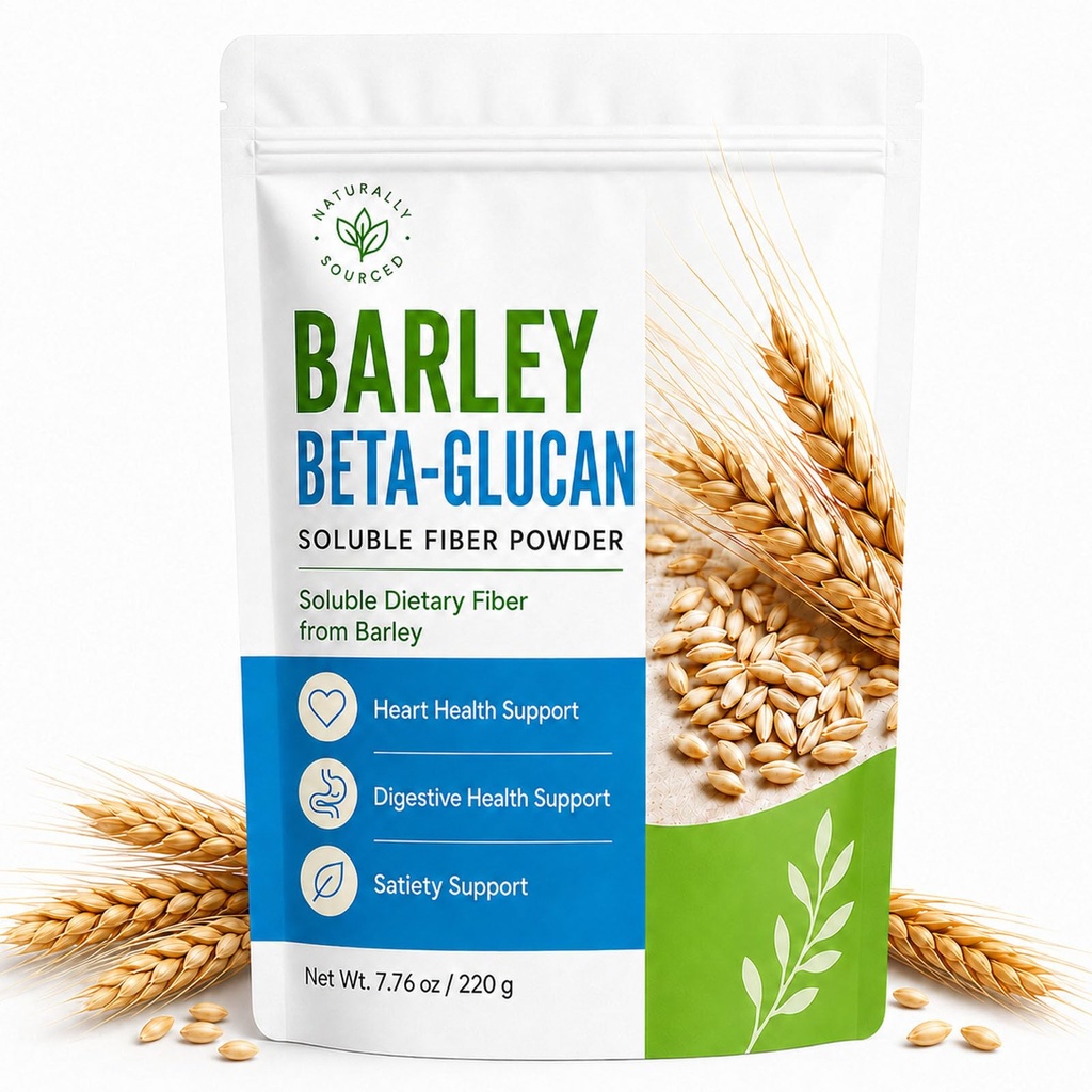 Barley Beta Glucan Powder, Soluble Fiber Powder from Barley, Easy to Mix with Smoothies, Oatmeal, Yogurt, Coffee & Baking, No Added Sugar, 7.76 oz / 220 g (1pc)