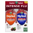 Vicks DayQuil & NyQuil Intense Flu Liquid, Value Pack, Over-the-Counter, Multi-Symptom, Powerful Relief for Body Aches, Fever, Headache, Sore Throat, and Cough, 6 Hour Relief, Cherry Flavor, 12 FL OZ