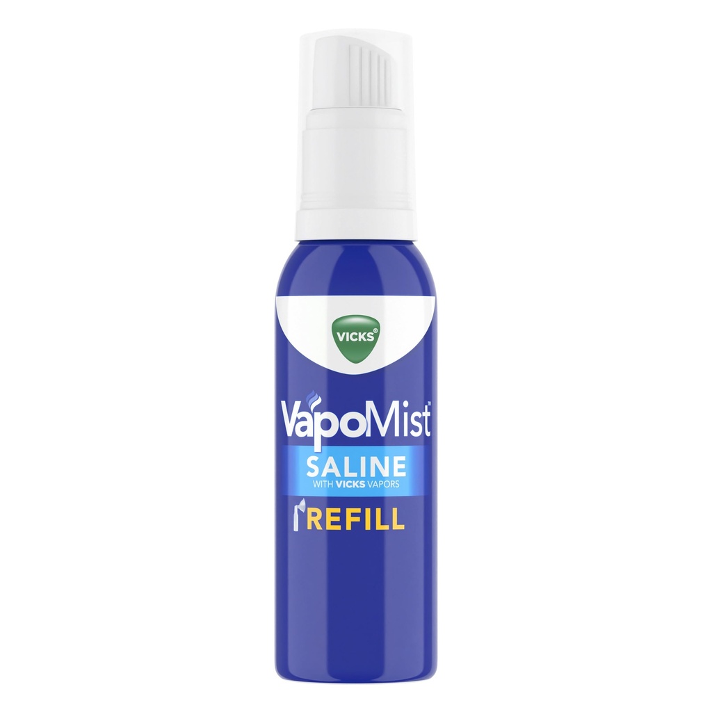 Vicks VapoMist Saline Refill, Gentle Saline Mist with Soothing Vicks Vapors, Non- Medicated, 1.7 oz