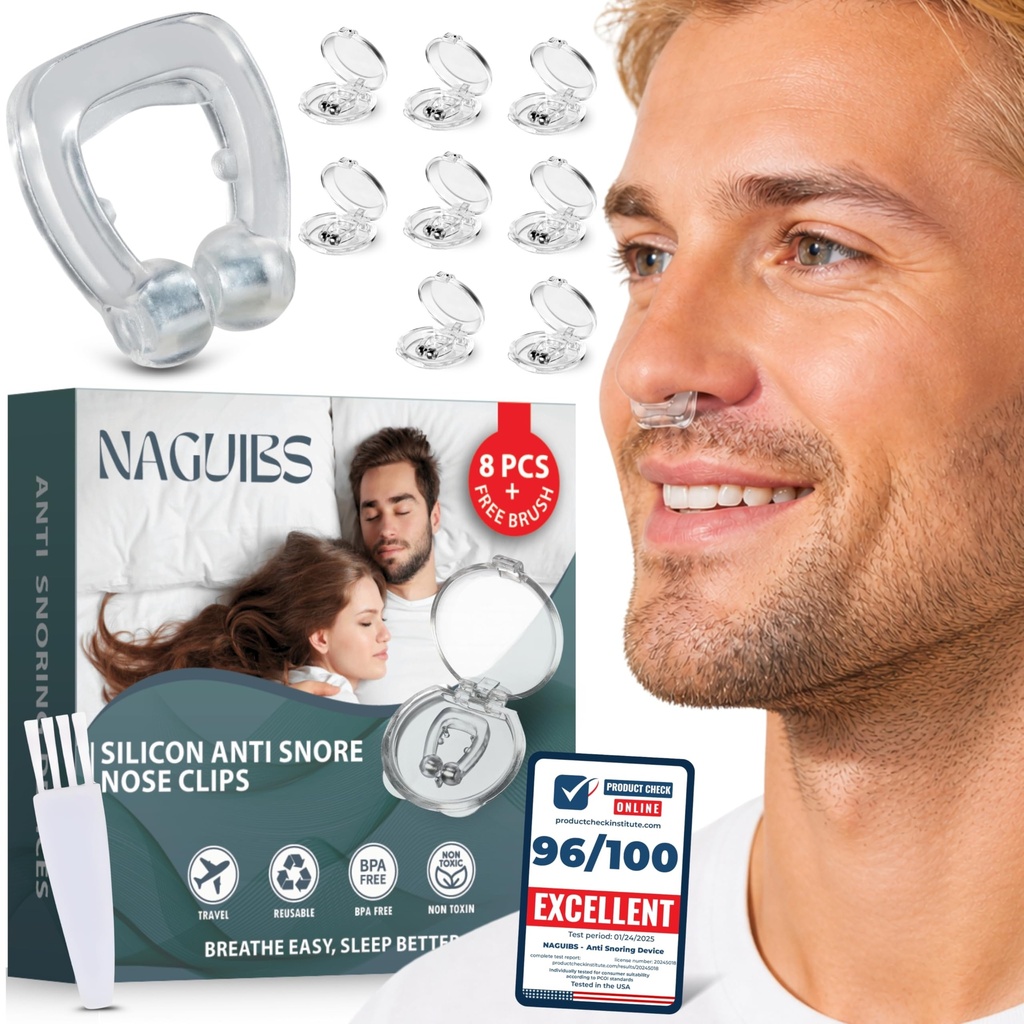 Premium 8 Pack Anti Snoring Devices Snore Stopper Magnet Silicone Nose Clips Efective Snoring Solution Support Breathing Enhance Sleep Experience for Quieter Sleep aid