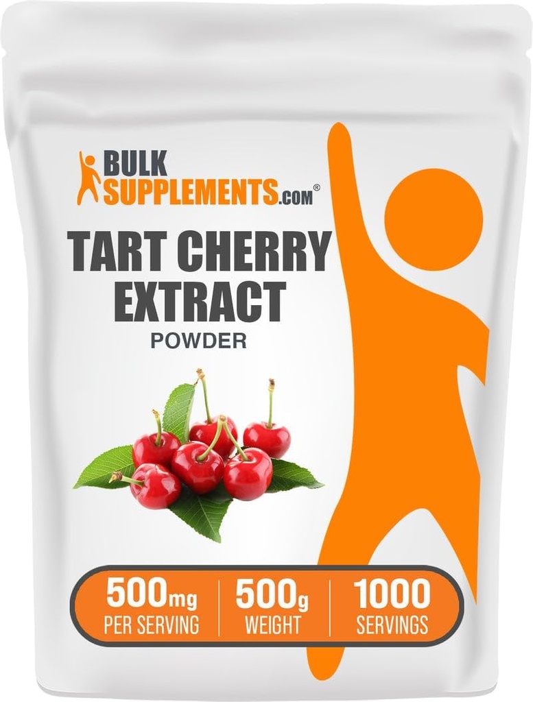 BulkSupplements.com Tart Cherry Extract Powder - Tart Cherry Supplement, Herbal Supplement - Antioxidant Source, Gluten Free, 500mg per Serving, 500g (1.1 lbs) (Pack of 1)
