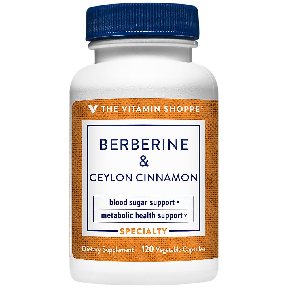 The Vitamin Shoppe Berberine Ceylon Cinnamon Supports Blood Sugar (120 Vegetable Capsules)