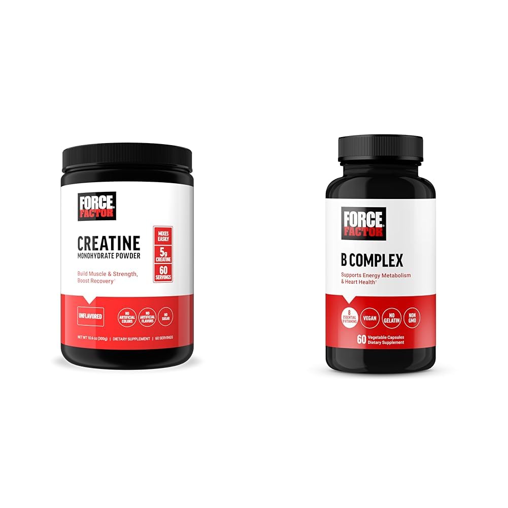 Power Factor Creatine Powder 60 Σερβίρει και Vitamin B Complex 60 Κάψουλες Δέσμη για την αύξηση των μυών, δύναμη, ενέργεια, και ταχύτερη ανάκτηση
