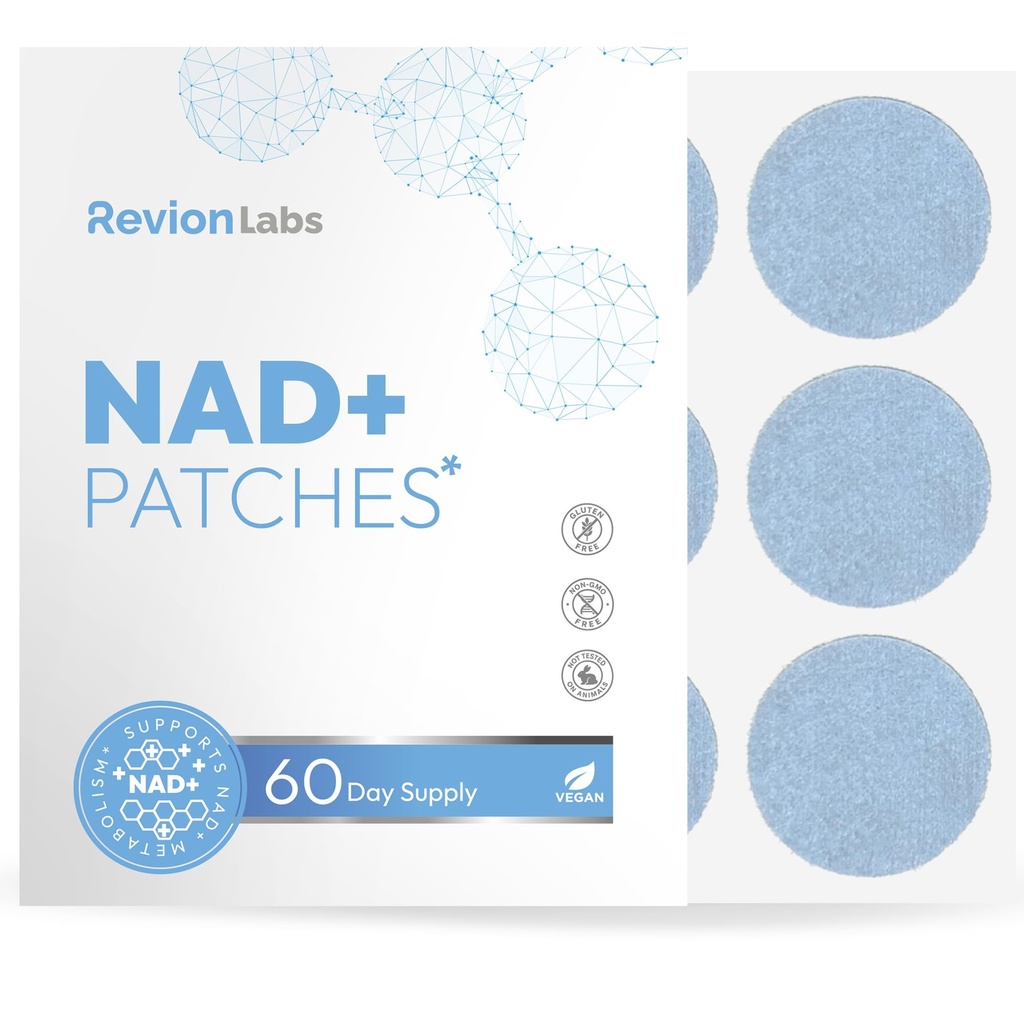 NAD+ Patches for Women Men - Supports Vitality Cellular Energy Boost & Wellness Health Support with Nicotinamide Plus Resveratrol CoQ10 NAC & Lion’s Mane - 60 Day Supply