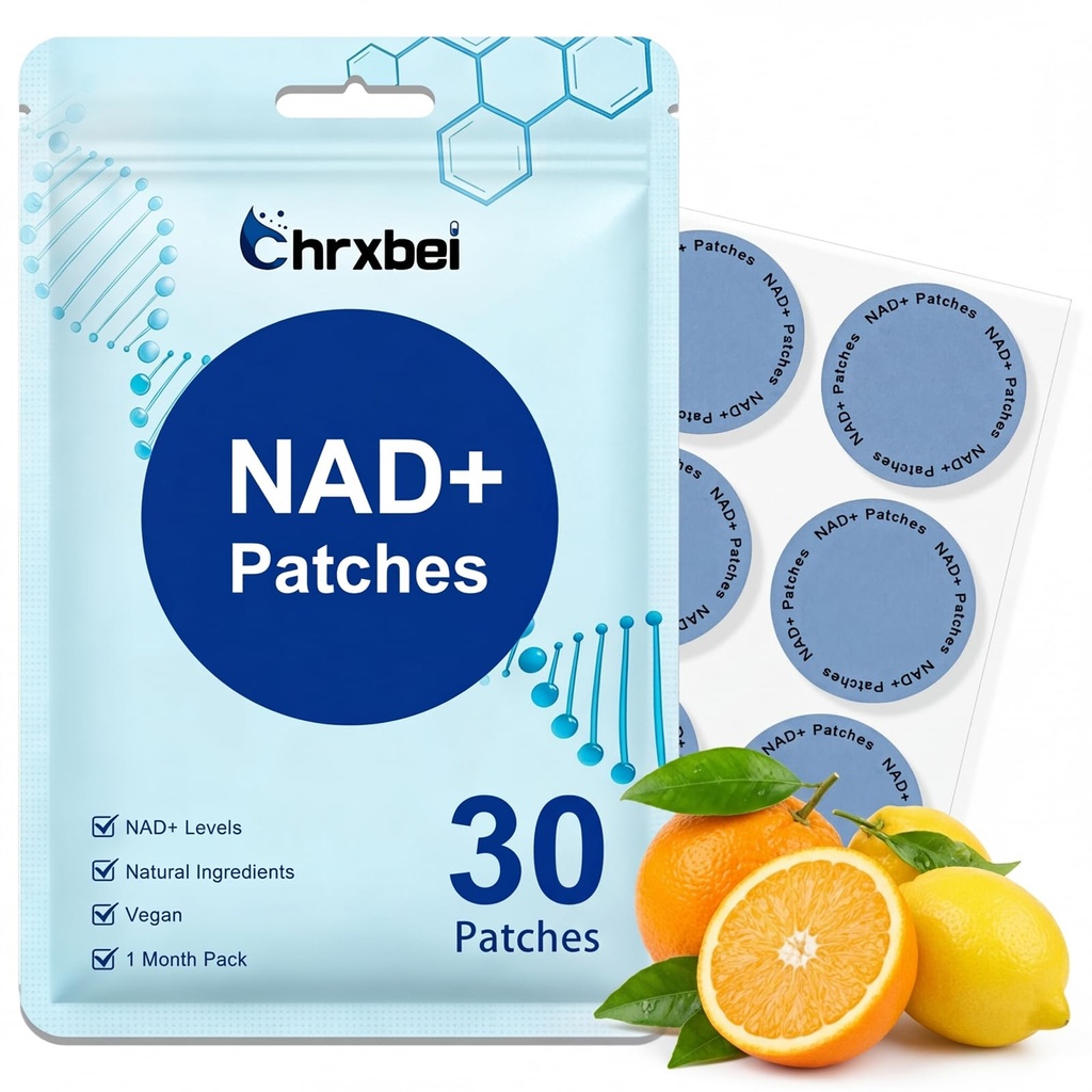 NAD+ Patches for Women and Men, NAD+Patch for Energy and Healthy Aging, Nicotinamide and Resveratrol Wellness Support, Vegan, 30 Patches