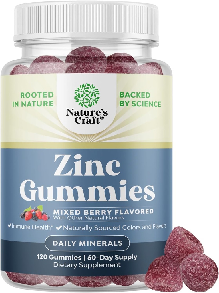Επιπλέον δύναμη Gummies ψευδάργυρου για ενήλικες - Μασώμενα συμπληρώματα ψευδαργύρου για γυναίκες & άνδρες για την ενέργεια & ανοσοποιητική υποστήριξη - Βιταμίνες & συμπληρώματα ορυκτών - 120 μάσημα
