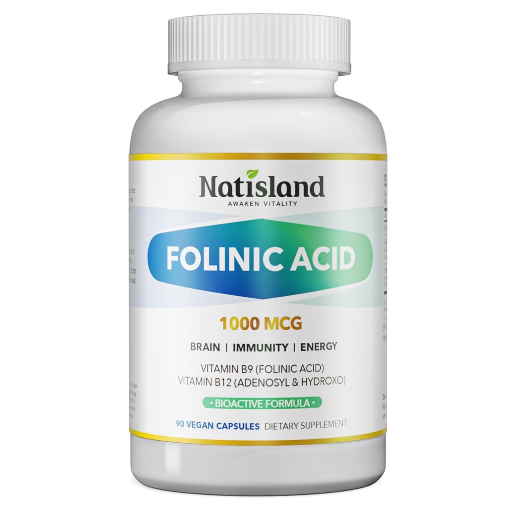 Active Folate (Folinic Acid 1000 MCG) + B12 500 mcg (Adenosyl & Hydroxo), Gentle & Highly Absorbable, Supports Energy, Brain Health & Metabolism, Vegan, 90 ct