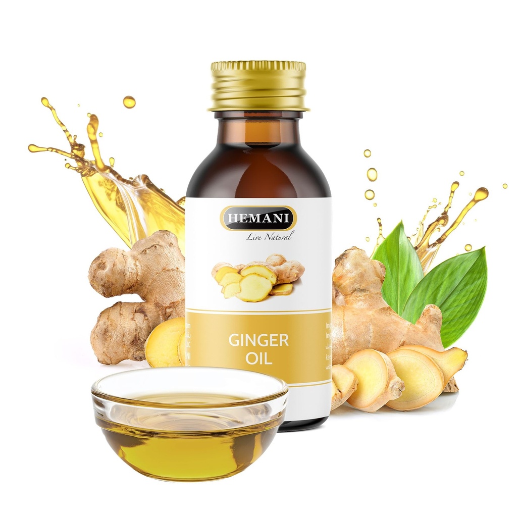 Hemani Ginger Oil 30ml (1 Fl Oz) - 100% Pure Natural | Warming Spice Aroma | Natural Essential Oil for Aromatherapy & Massage