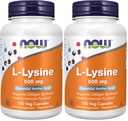 NOW Foods Supplements, L-Lysine (L-Lysine Monohydrochloride) 500 mg, Amino Acid, 100 Veg Capsules, (Pack of 2)
