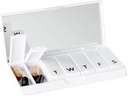 PORT X POLISH Designer Weekly Pill Box Organizer (Single 1X Daily, Crisp White) | Compact, Stylish 7-Day Vitamin Supplement Case | Cute Portable Mini Travel Medicine Carrier | BPA-Free Pillbox Caddy