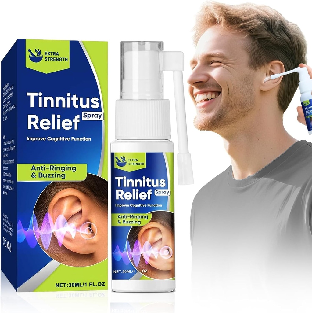 Tinnitus Relief Spray – Fast-Acting Formula for Ringing Ears, Natural Ear Care Spray to Reduce Noise & Improve Hearing, Non-Drowsy & Gentle for Women & Men, 1 FL.OZ