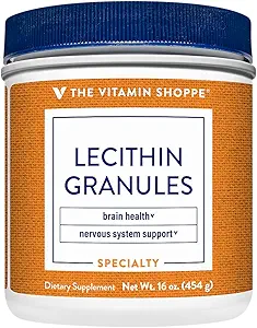 The Vitamin Shoppe Lecithin Granules - Natural Combination of Essential Fatty Acids to Support Brain & Nerve Function, 100% Soy Based, Once Daily (16 Ounces Powder)