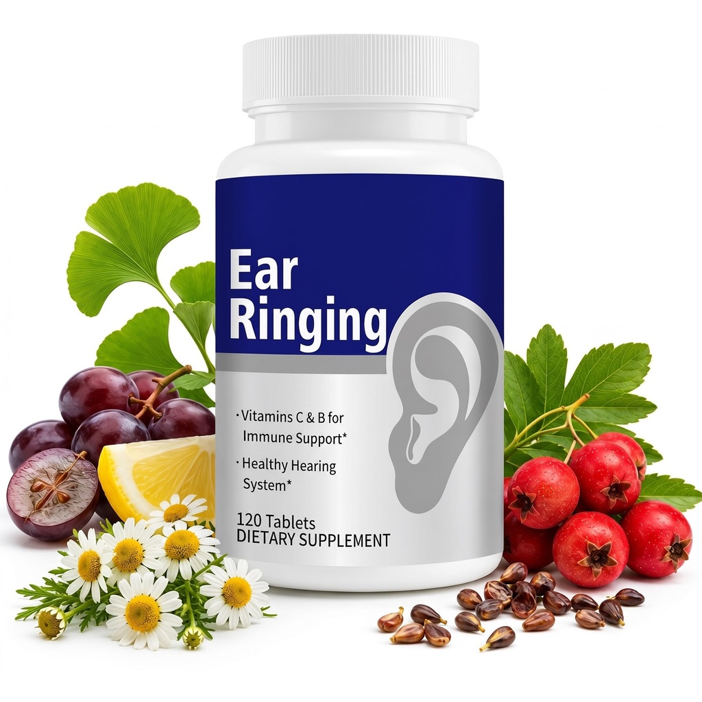 Tinnitus Relief Supplement, Natural Hearing Health Formula—maintains Ear Health, Reduces Inner Ear Noise, Promotes Hearing Health and Comfort—Suitable for Both Men and Women, 120 Capsules