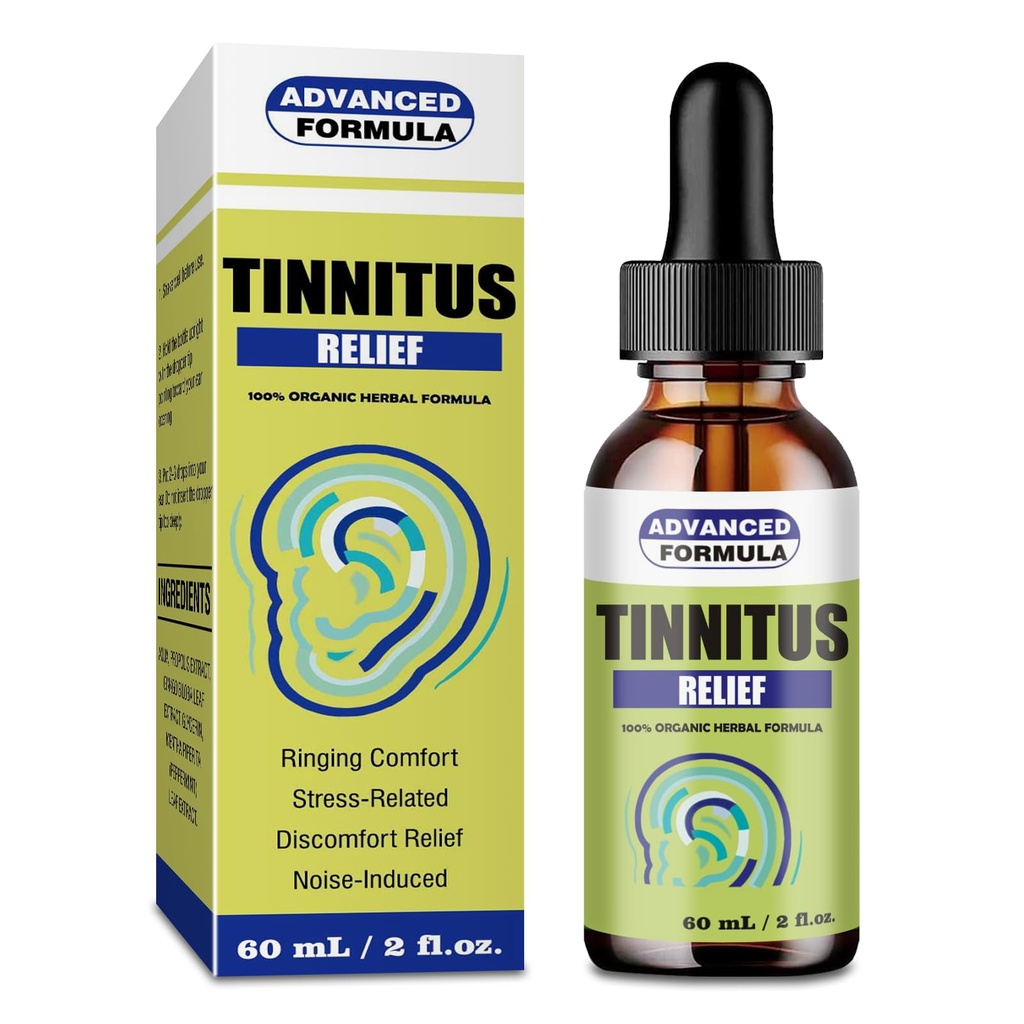 Tinnitus Ear Drops – Natural Tinnitus Relief for Ringing Ears, Effective Tinnitus Treatment to Reduce Ear Noise & Improve Hearing | Best Tinnitus Drops for Men & Women, 60ml