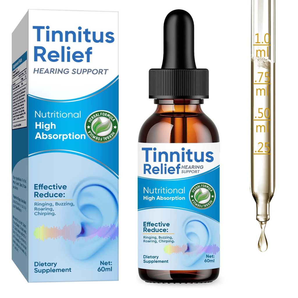 Tinnitus Relief for Ringing Ears,Natural Herbal Drops,Reduces Ear Noise and Improves Hearing for Men & Women, 2Fl Oz
