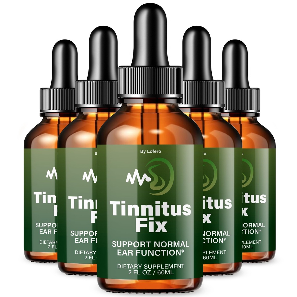 (5 Pack) Tinnitus Fix Drops, TinnitusFix Liquid Supplement Premium Ear Support Formula Natural Comfort Relief Vitamins Ringing Ears Health Beauty Wellness Inner Balance Hearing Care Clarity (10 oz)