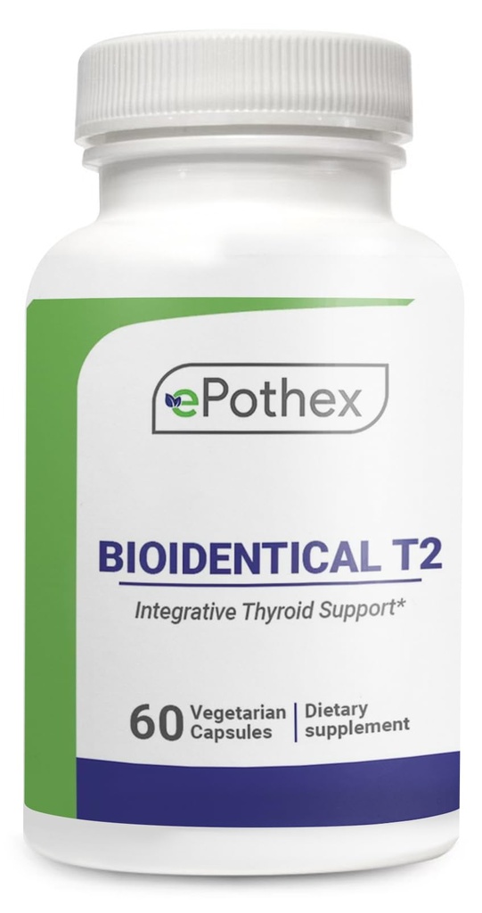 EPOTHEX Bioidentical T2 - Integrative Thyroid Support - Promotes Metabolism & Energy - Non-GMO, Clean Formula - 60 Capsules (2 mo Supply)