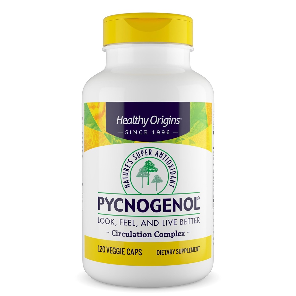 Healthy Origins Pycnogenol® Circulation Complex | Healthy Circulation & Vein Support | Pycnogenol®, Grape Seed, Beet Root, Diosmin, Hesperidin & Bioperine® | Antioxidant Support (120 Count)